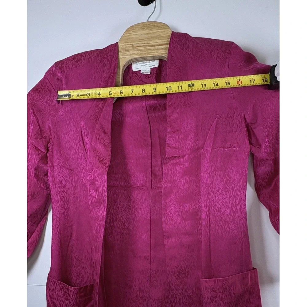 Vintage Christian Dior Separates Paris New York Silk Open Front Blazer 1980s Sz8